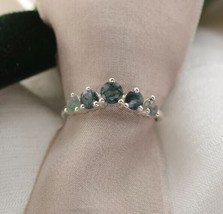 Curved moss agate ring, Unique moss agate engagement ring, Organic wedding ring - £51.86 GBP