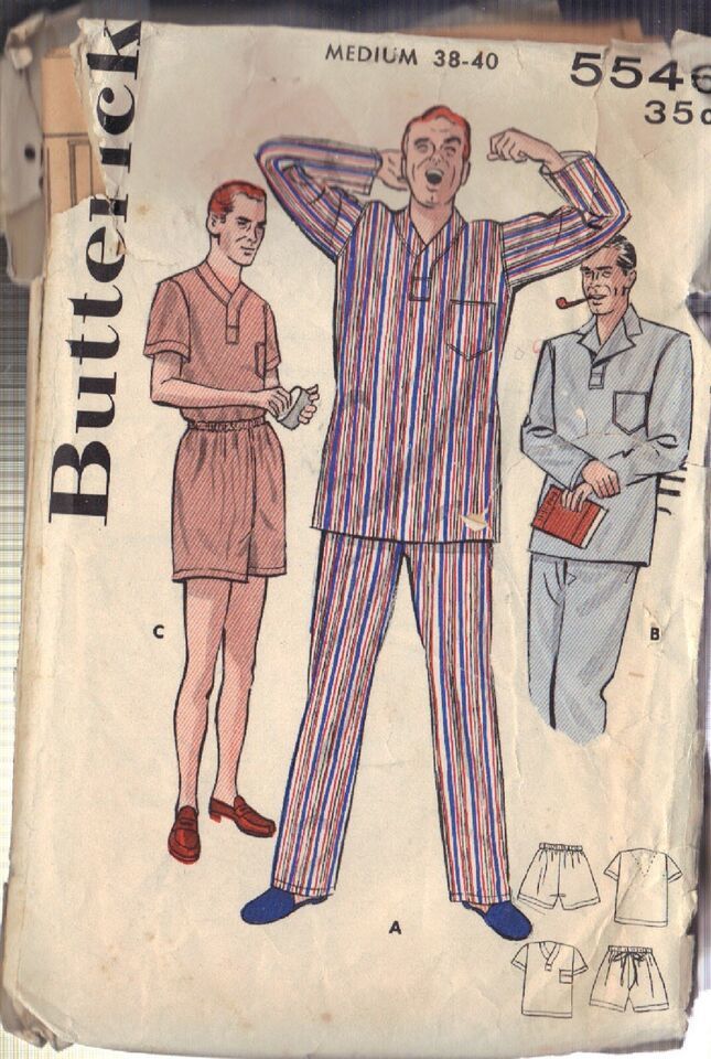 BUTTERICK VINTAGE PATTERN 5546 SIZE MD 38/40 MAN&#39;S PAJAMAS IN 3 VARIATIONS - $3.00