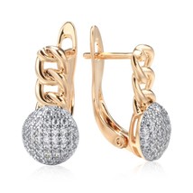 New Arrivals Micro-wax Inlay Natural Zircon Earrings 585 Rose Gold Color Fashion - £11.32 GBP