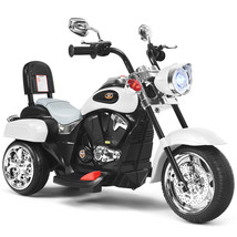 6V Kids Ride On Chopper Motorcycle Toddler 3 Wheel Trike W/ Light &amp; Horn White - £189.91 GBP