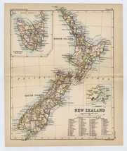 1888 Original Antique Map Of New Zealand Auckland Wellington Christchurch - £26.56 GBP