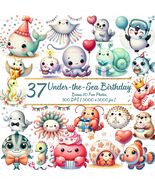 Watercolor Under the Sea Clipart – 37 Ocean Animal PNGs (Digital Download) - $3.60