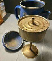 VINTAGE BLUE & WHITE SPECKLED ENAMELWARE COFFEE POT image 5