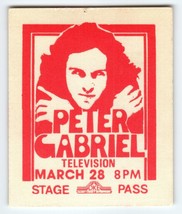 Peter Garbriel Television 1977 Backstage Pass Stanley Theatre Pittsburgh PA Rock - £94.60 GBP