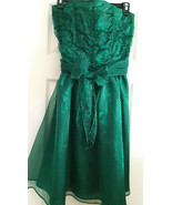 H&amp;M Dress Formal Prom Party Juniors Size 8 Green w/Black Polka Dots - £19.61 GBP
