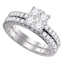 18k White Gold Round Diamond Bridal Wedding Engagement Ring Set 1-3/8 Ctw - £3,037.55 GBP