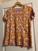Women&#39;s T-Shirt Purple &amp; Orange Size 1X V-Neck Short Sleeves New - £11.94 GBP