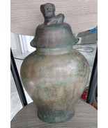 VTG Maitland Smith Vase Heavy Bronze Lidded Mantel Urn Vase Fu Dog Lid 1... - $561.34 CAD