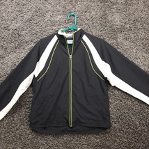 Wilson Athletic Jacket Women Petite Medium Black Full Zip Lined Windbreaker - £7.92 GBP