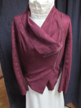 &quot;&quot;BURGUNDY - FAUX SUEDE - ANGLED ZIPPER&quot;&quot; - JACKET - SIZE SM - VIGOSS - $12.89