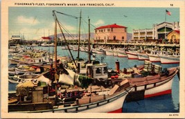 California San Francisco Fisherman&#39;s Fleet Fisherman&#39;s Wharf 1930-1945 Postcard - £4.89 GBP