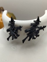 Black Witch On A Broom Pierced Earrings Halloween - £5.45 GBP