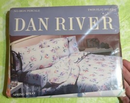 Vintage Spring Spray Percale DAN RIVER  Twin Flat Sheet Floral New Old Stock - £13.92 GBP