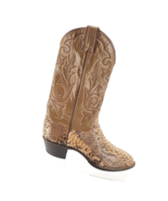 Justin  Men’s Tan Brown Vinatge Snakeskin Leather Western Boots 8679 Sz 8.5 - £158.46 GBP