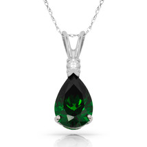 3.05 CT Emerald Pear Shape 2 Stone Gemstone Pendant & Necklace 14K W Gold - $147.51