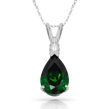 3.05 CT Emerald Pear Shape 2 Stone Gemstone Pendant &amp; Necklace 14K W Gold - £117.64 GBP