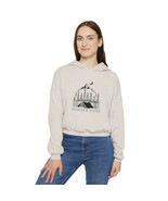 Women&#39;s Boxy Cinched Hem Graphic Hoodie Oversized Cozy 52% Airlume Cotto... - £50.03 GBP