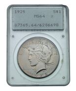 1925 $1 Silver Peace Dollar Graded by PCGS as MS64 Old Holder - €187,15 EUR
