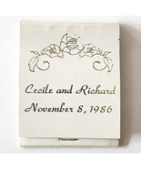 Cecile And Richard Wedding Matches Matchbook Vintage 1986 E33 - $27.15 CAD