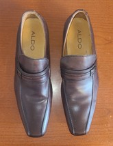Leather Aldo Men Shoes Sz 7.5 Elegant Style Classic Slip on Square Toe B... - $25.74 CAD