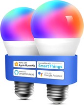 Meross Smart Wifi Led Bulb, 810 Lumens 60W Equivalent, Dimmable E26, 2 Pack. - £35.14 GBP