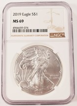 2019 Silver American Eagle Graded by NGC as MS69 - £55.72 GBP