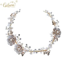 Fashion Women Headpiece Tiara Floral Pearl Jewelry Bridal Hair Vine Accessories  - £29.95 GBP
