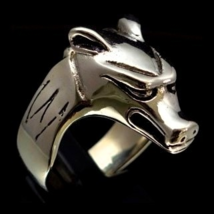 Sterling silver animal ring Egyptian Wolf Anubis ancient Egypt Jackal Anpu high  - £67.93 GBP