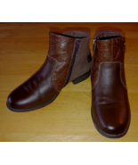 EARTH ORIGINS LADIES BROWN LEATHER ZIP ANKLE BOOTS-8.5M-GENTLY WORN - £16.06 GBP