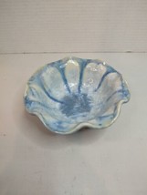 Edgecomb Pottery Crystalline Glaze Bowl Blue Ruffled Edge Maine 6&quot; Wide ... - £21.99 GBP