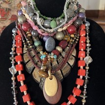 Beaded Wood Stone Fashion Boho Necklace Lot of 11 - $69.95