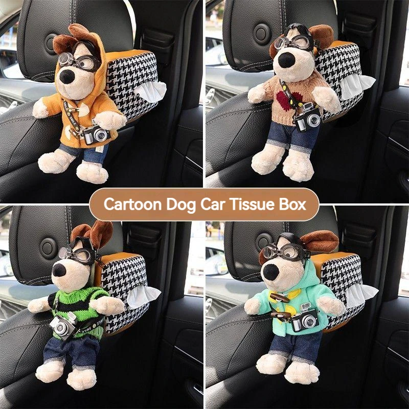 2023 Car Tissue Box Hanging Cartoon Dog Interior Decoration Armrest Box Storage - £23.82 GBP+