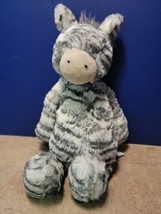 Jellycat LONDON Bashful ZEBRA Plush 12&quot; Medium Stuffed Animal Gray Striped Used - £23.85 GBP