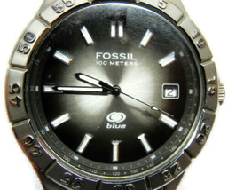 Fossil Blue 10 ATM WR Date Black Dial Wristwatch Analog Quartz New Battery Men - £32.72 GBP