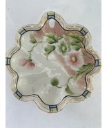 Vintage Japan Porcelain Scalloped Hand Painted Rose Floral bowl for Display - $28.04