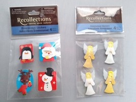 Christmas Angel Santa Claus Snowman Reindeer and Penguin 3D stickers for Cards a - £7.40 GBP
