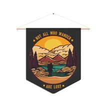 Personalized Pennant with &quot;Not All Who Wander Are Lost&quot; Quote for Outdoo... - £21.03 GBP