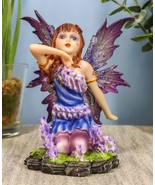 Kneeling Purple Lavender Girl Fairy Garden Statue 4.25&quot;Tall Fantasy Coll... - $43.52 CAD