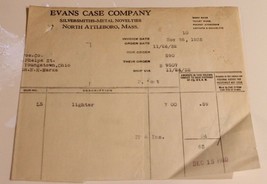 Vintage Evans Case Company Receipt from November 26 1932 Ephemera Massac... - $12.86