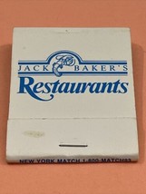Vintage Matchbook Cover  Jack Baker Restaurants  Jensen Beach, Fl gmg  unstruck - £9.66 GBP