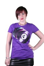 Famous Stars &amp; Straps Purple &amp; Black Juniors Disco Crew Tee Cotton T-Shirt - £8.83 GBP