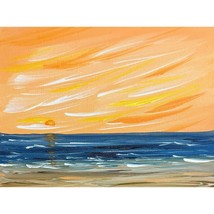 Sun Setting Over The Sea by Deb Bossert Artworks, 6&quot; x 8&quot; Seascape - £43.52 GBP