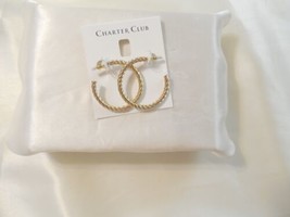 Charter Club 1-3/8&quot; Gold Tone Medium Twist Hoop Earrings C531$29 - £10.62 GBP