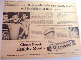 1953 Chlorodent Chlorophyll Toothpaste Ad Clean Fresh Healthy Mouth - £6.38 GBP