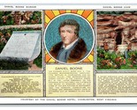 Daniel Boone Marker &amp; Cave Charleston West Virginia UNP Linen Postcard K16 - $3.91