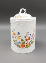 Aynsley England Cottage Garden Floral Covered Biscuit Jar Canister 7 1/2&quot; - £63.75 GBP