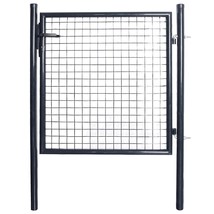 vidaXL Mesh Garden Gate Galvanized Steel 33.7&quot;x39.4&quot; Gray - $278.18