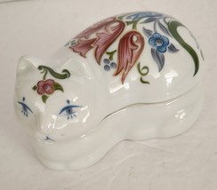 Elizabeth Arden Porcelain Floral Cat Candle Trinket Box Candle No Box Vintage - £10.04 GBP