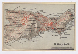 1904 Original Antique Map Of Island Of Capri / Isola Di Capri / Italy - £22.73 GBP