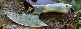 Damascus hunting fixed Ulu blade Skinner  knife Full Tang Camel Bone Handle - $23.75